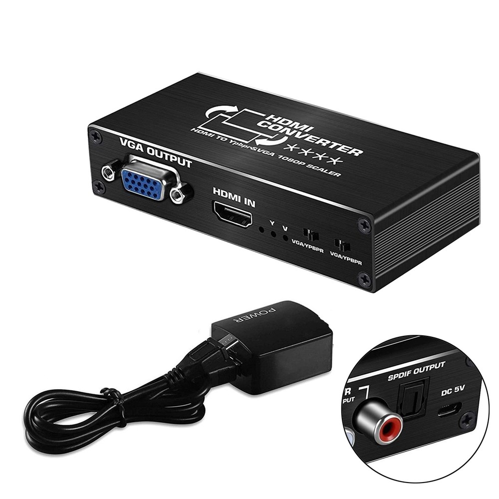 HDMI to RGB Converter 1080P HDMI to YPbPr VGA Scaler Converter With Audio
