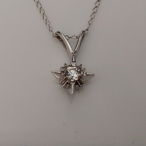 Solitaire 14K White Gold Diamond Necklace