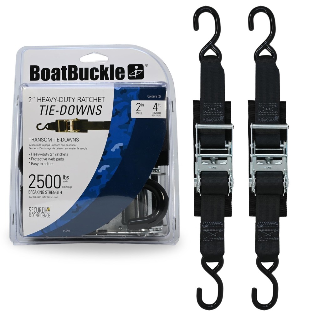 F14207 Transom Boat Tie Down Straps to Trailer, 2-In x 4-Ft, 2-Pack, 2500lbs