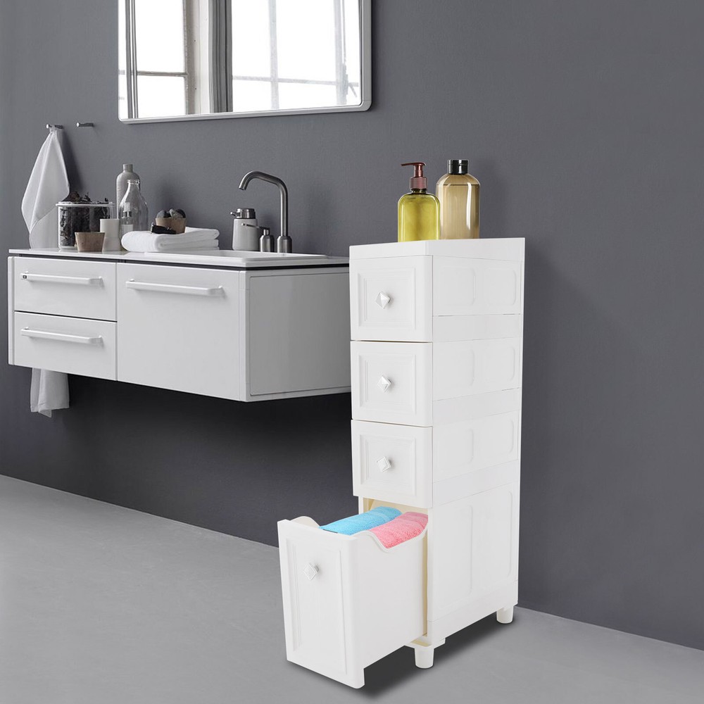 Narrow Slim Storage Cabinet, Bathroom Organizer Bathroom Floor Storage Cabinet