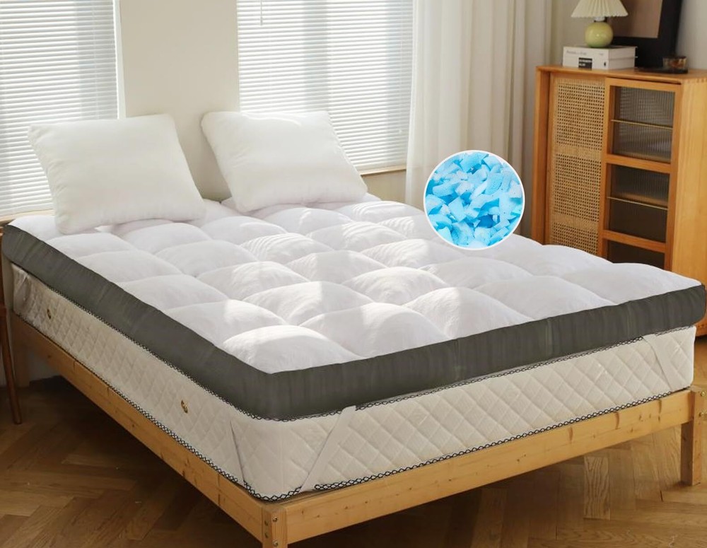 WhatsBedding 3 Inch Memory Foam Mattress Topper Queen Size Memory Foam Filled...