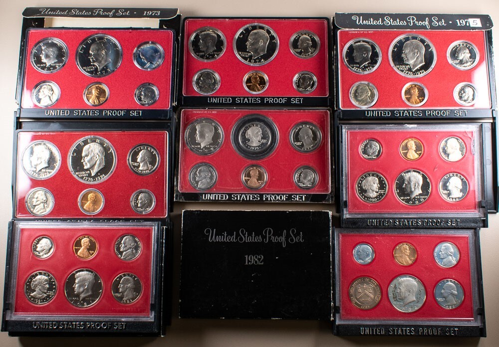1973 74' 75' 76' 79' 80' 81' 82' U.S. Mint Proof Sets Lot of 8