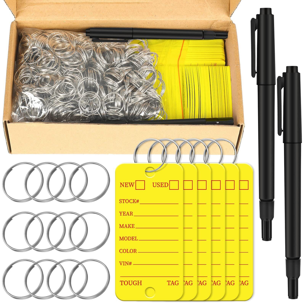 500 Pcs Poly Key Tags Plastic Dealership Car Key Tags with Labels for RV Auto...