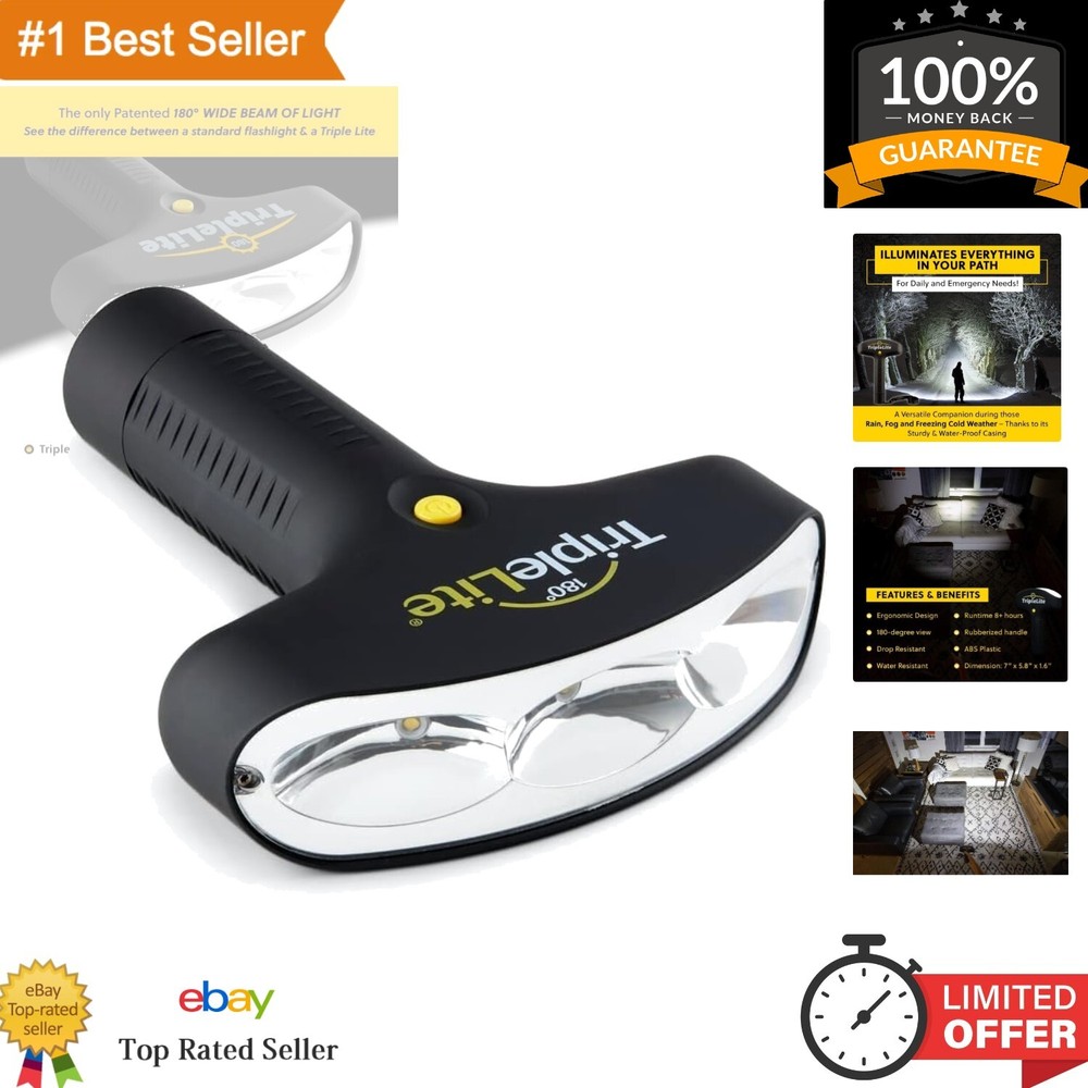 Patented 180 Degree LED Flashlight with Alkaline Battery - Emergency Ready