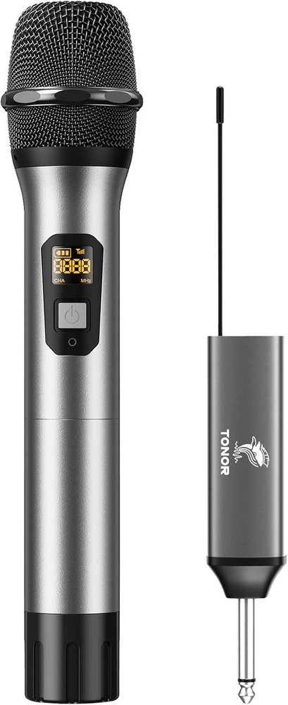 UHF Wireless Handheld Microphone System with Rechargeable Metal Body