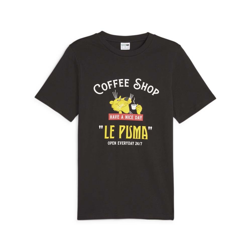Puma Le Graphic Crew Neck Short Sleeve T-Shirt Mens Black Casual Tops 62274501