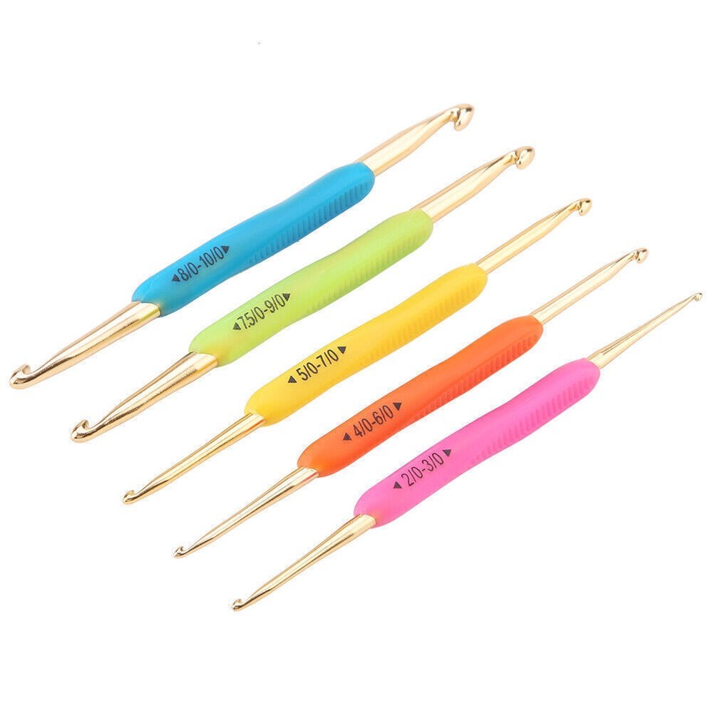 Double Crochet Hook Set with Soft TPR Rubber Handle & Aluminum Needles-image