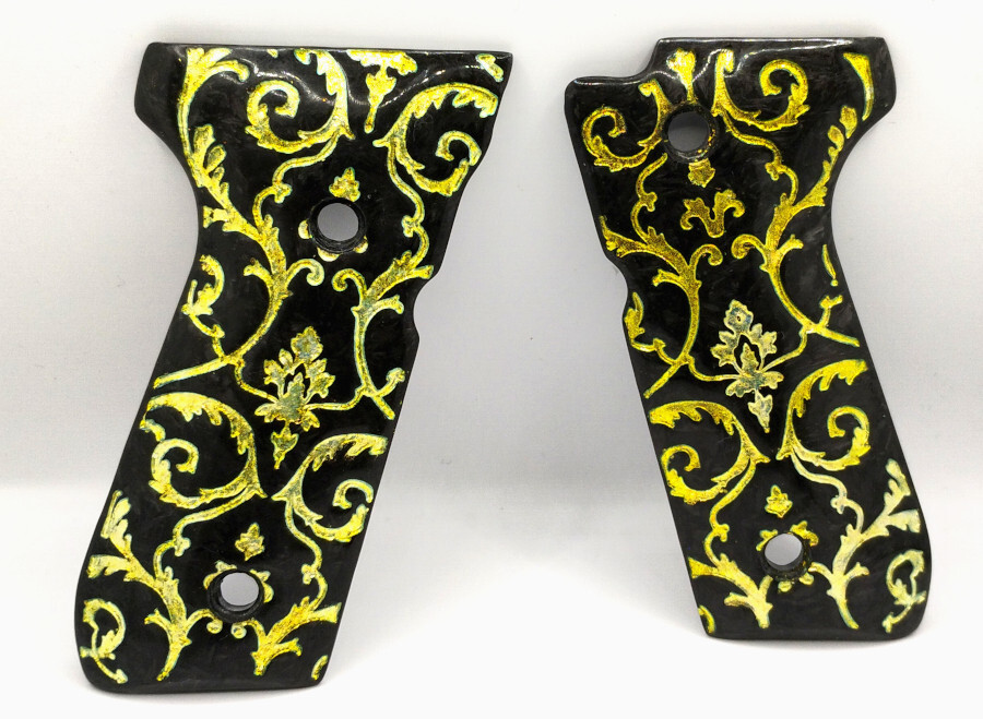 NEW Beretta 92FS Forged Carbon Fiber & Gold Flake Grips 92FS 92F 92A1 92