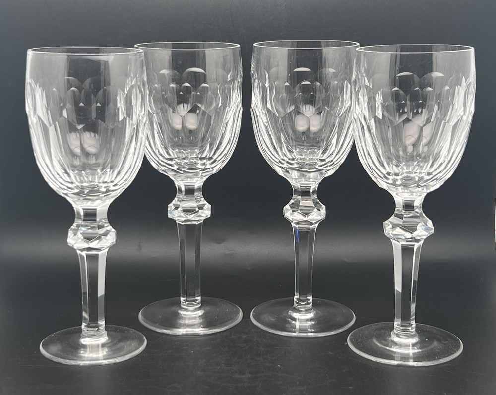 Waterford Curraghmore Elegant Cut Crystal Wine Glasses Set of 4 7 Inch Tall Ireland