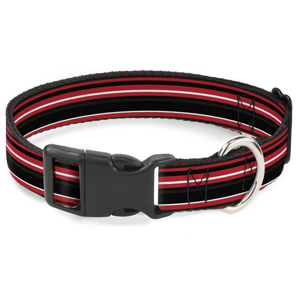 Plastic Clip Collar Stripes Red/Black/White Small 9.5-13