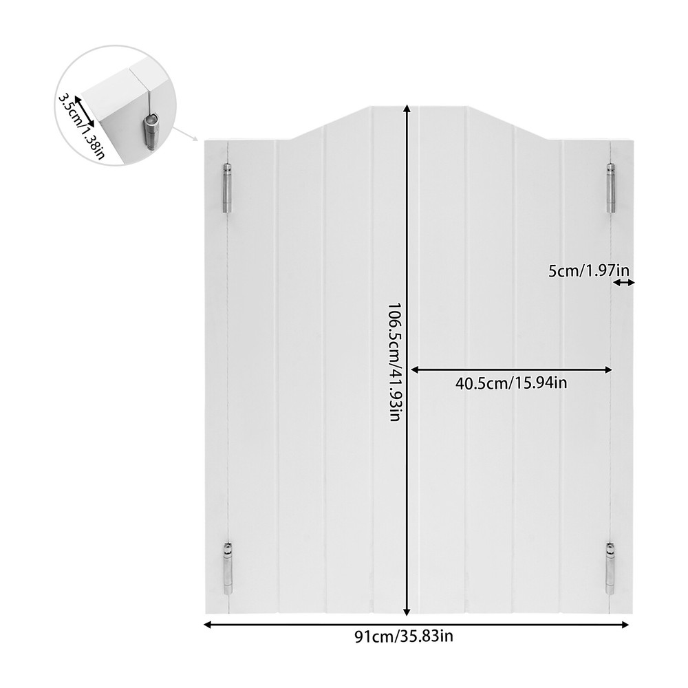 White Wood Wall-Mounted Double Half Cafe Swinging Saloon Bar Doors with Hinges