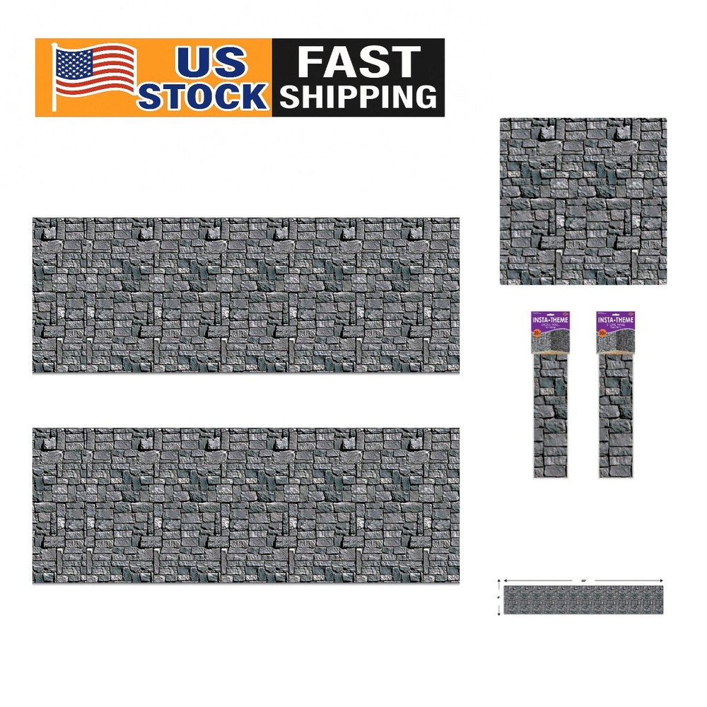 Transformative 4x30 Stone Wall Backdrop for Halloween & Party Decor