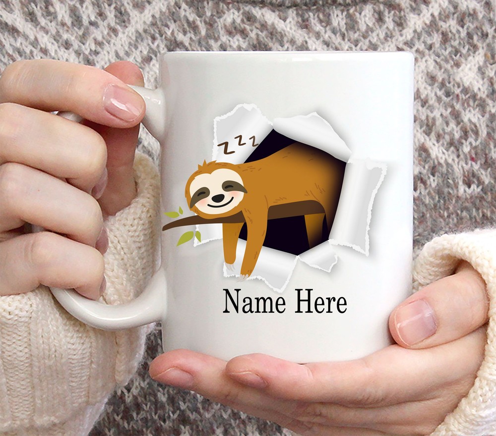 Funny Personalized Sloth Custom Name Coffee Mug 11oz Sloth Mug Sloth Gifts