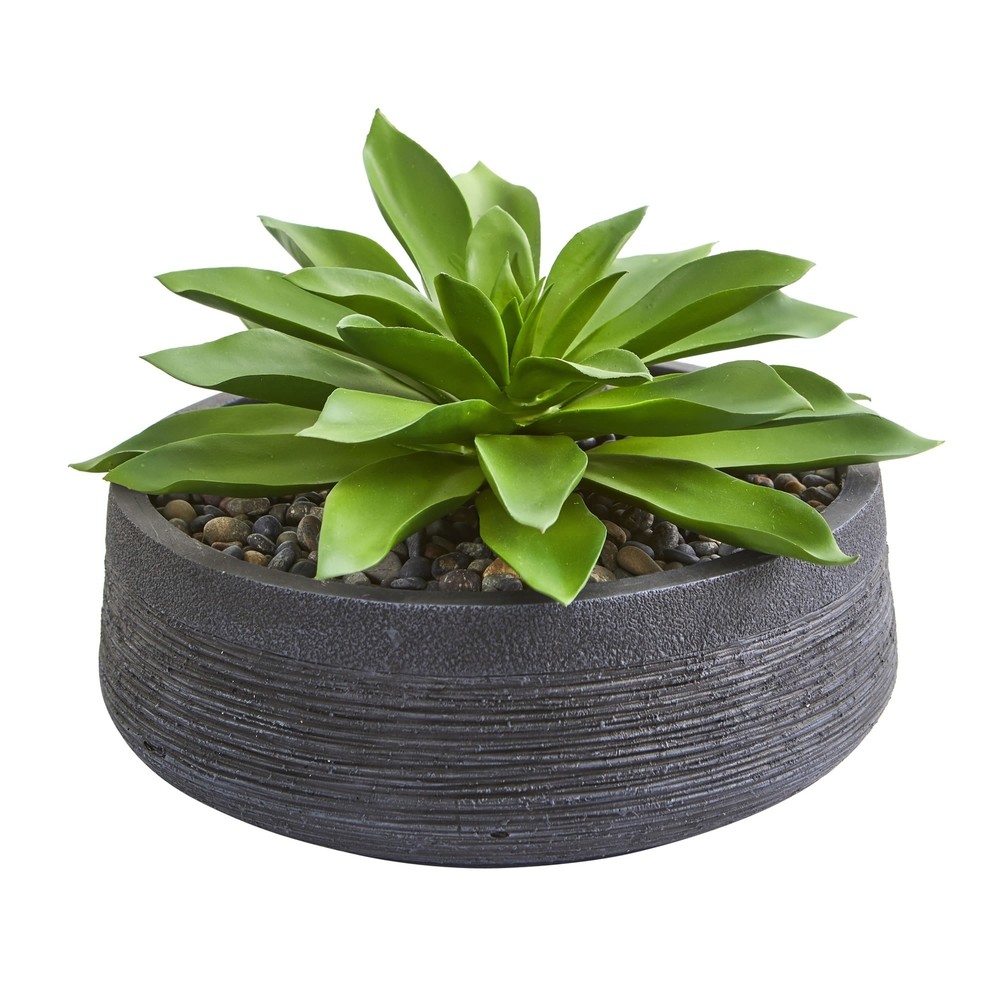 Large Vibrant Green Artificial Succulent Plant in Decorative Bowl