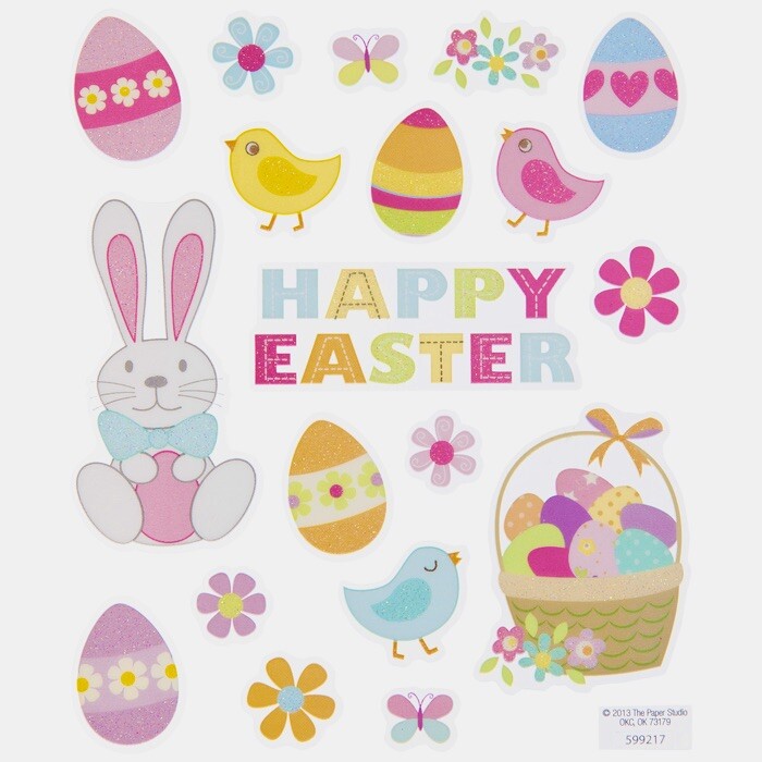 2 листов блеск Пасхи планировщик наклейки Papercraft печатей для конвертов открыток кролик