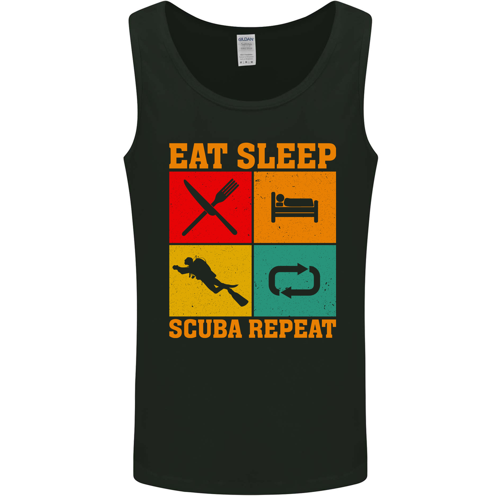 Eat Sleep Scuba Repeat Funny Scuba Diving Diver Mens Vest Tank Top