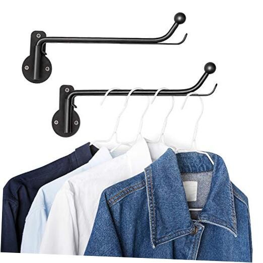 Swing Arm Wall Mounted Clothes Hanger Valet Hook in Black Metal