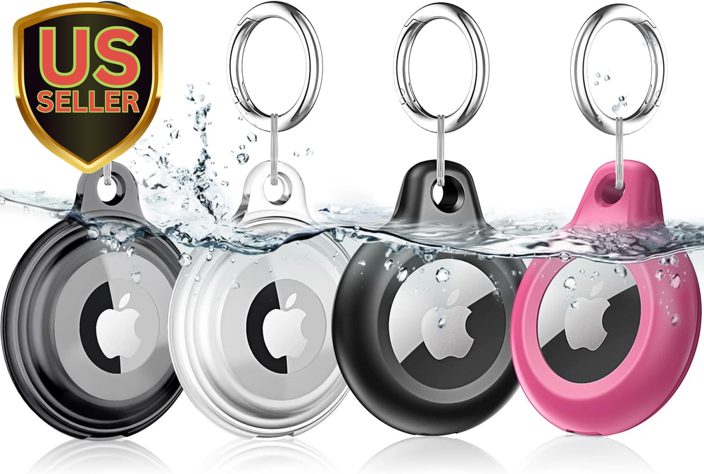 4 Pack Waterproof Shockproof Dustproof Airtag Holder Case with Keychain Accessory