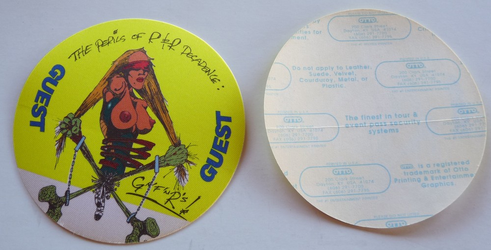 Guns & Roses Illusions Concert Tour Yellow Guest Backstage Pass D15