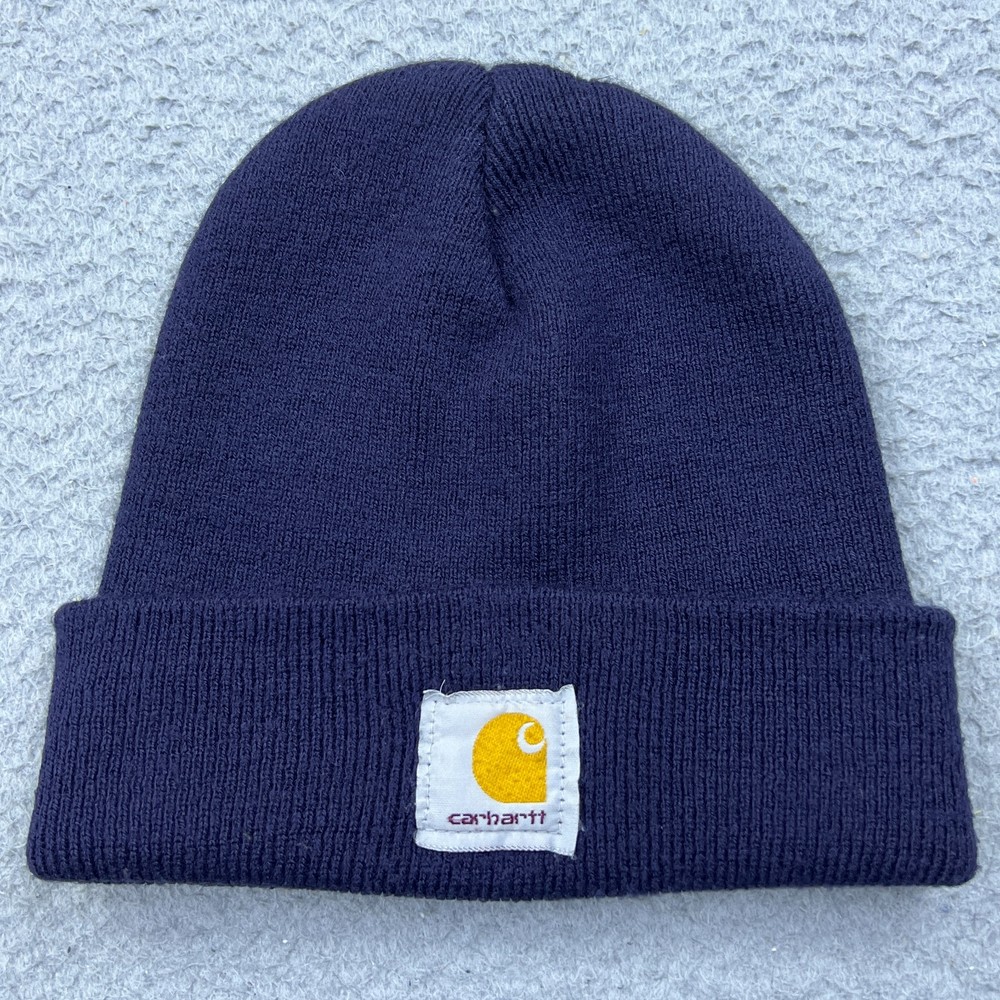 VTG Carhartt A18 Navy Stretch Knit Beanie One Size Stocking Cap for Adults