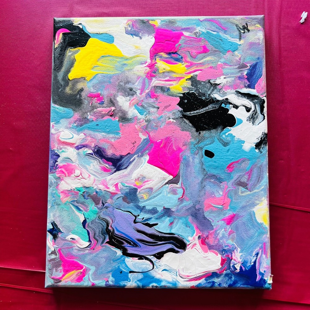 Original Acrylic Painting Abstract Art signed artist Wall Decor fluid pour paint