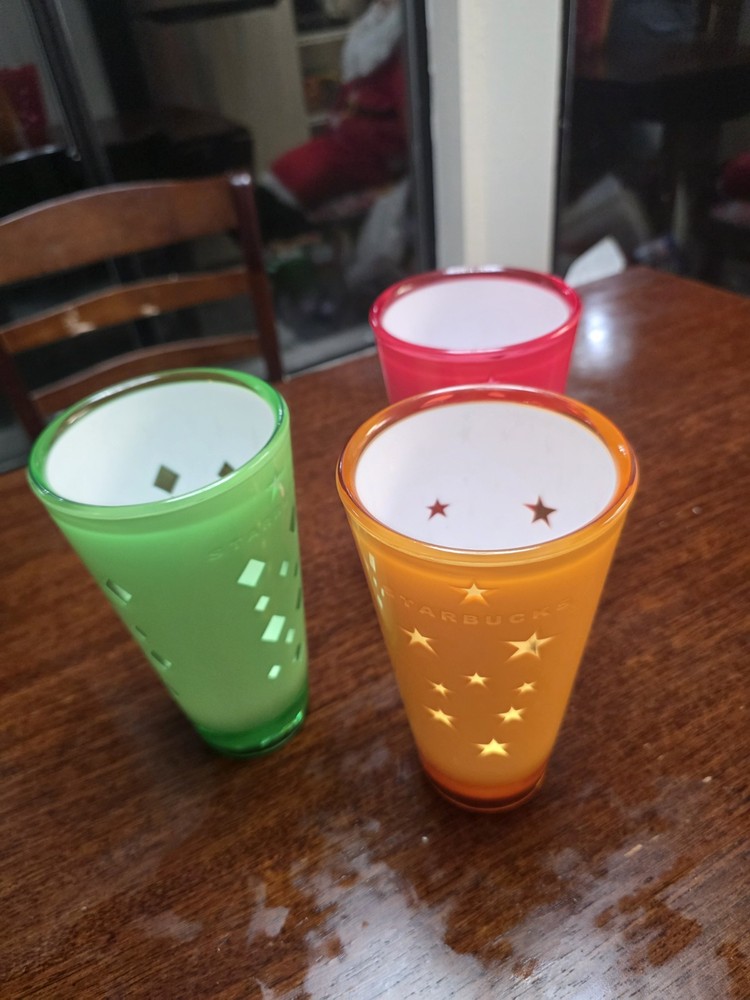 3 Starbucks 20oz Drink Coolers Tumblers Large  Acrylic Colorful Party Cups NEW