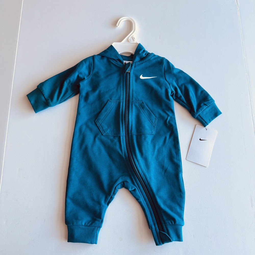 Nike Baby Boys Hooded Long Sleeve Coverall Turquoise Size 3 Months NWT