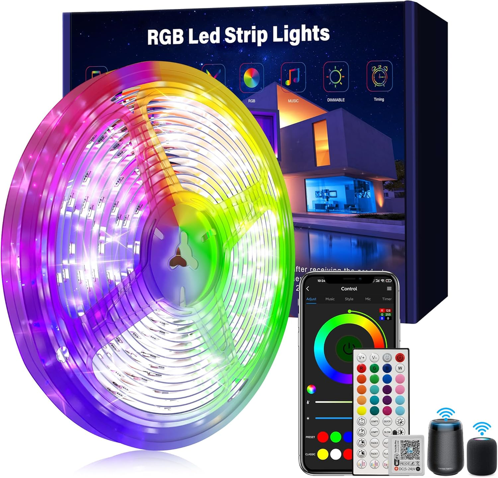 50Ft Smart Led Strip Lights Wifi Led Lights for Bedroom Music Sync Color Changin