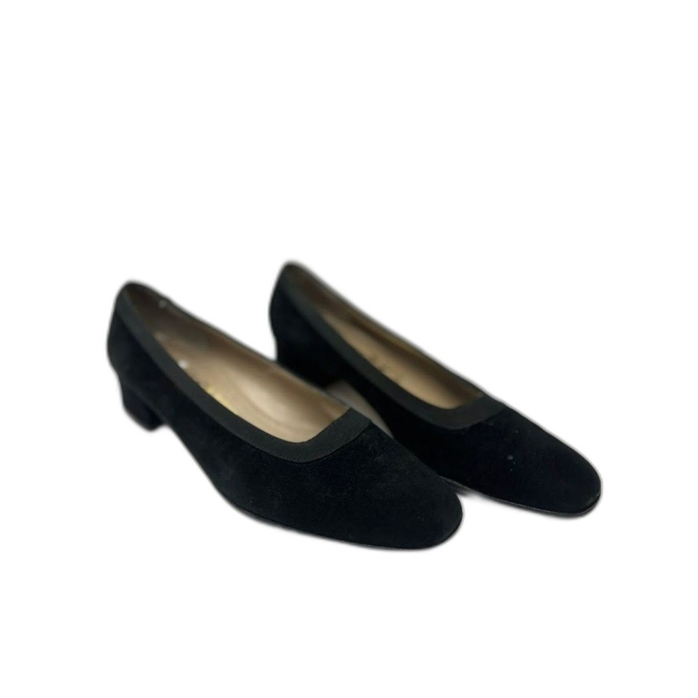Salvatore Ferragamo Classic Office Pumps Heels Size 8.5 black suede Vintage