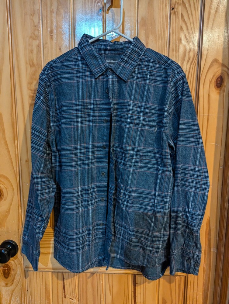 Eddie Bauer Long Sleeve Button Down Flannel XL Collared Y2K