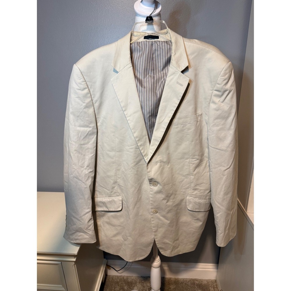 Madison Mens Tan Cotton Blazer Sport Coat Jacket Size 46L