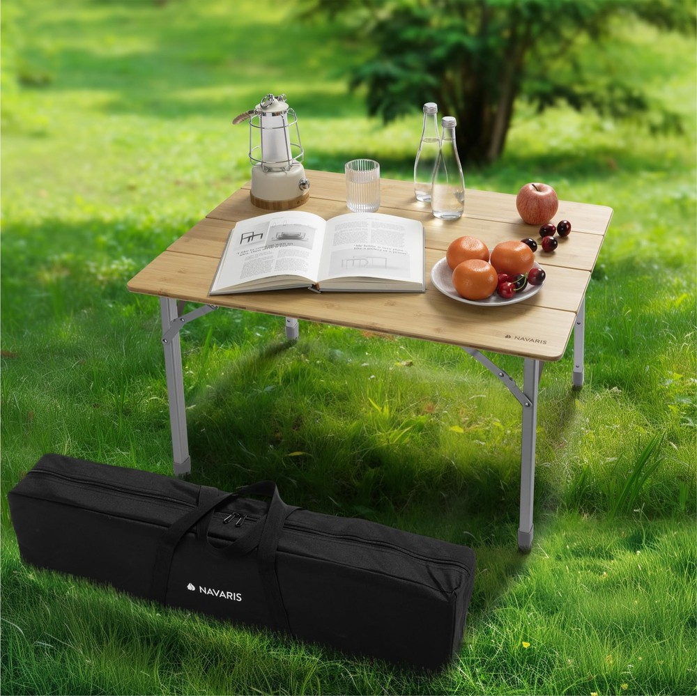 Bamboo Camping Table Portable Folding Picnic Table for Campervan Outdoor Adventures