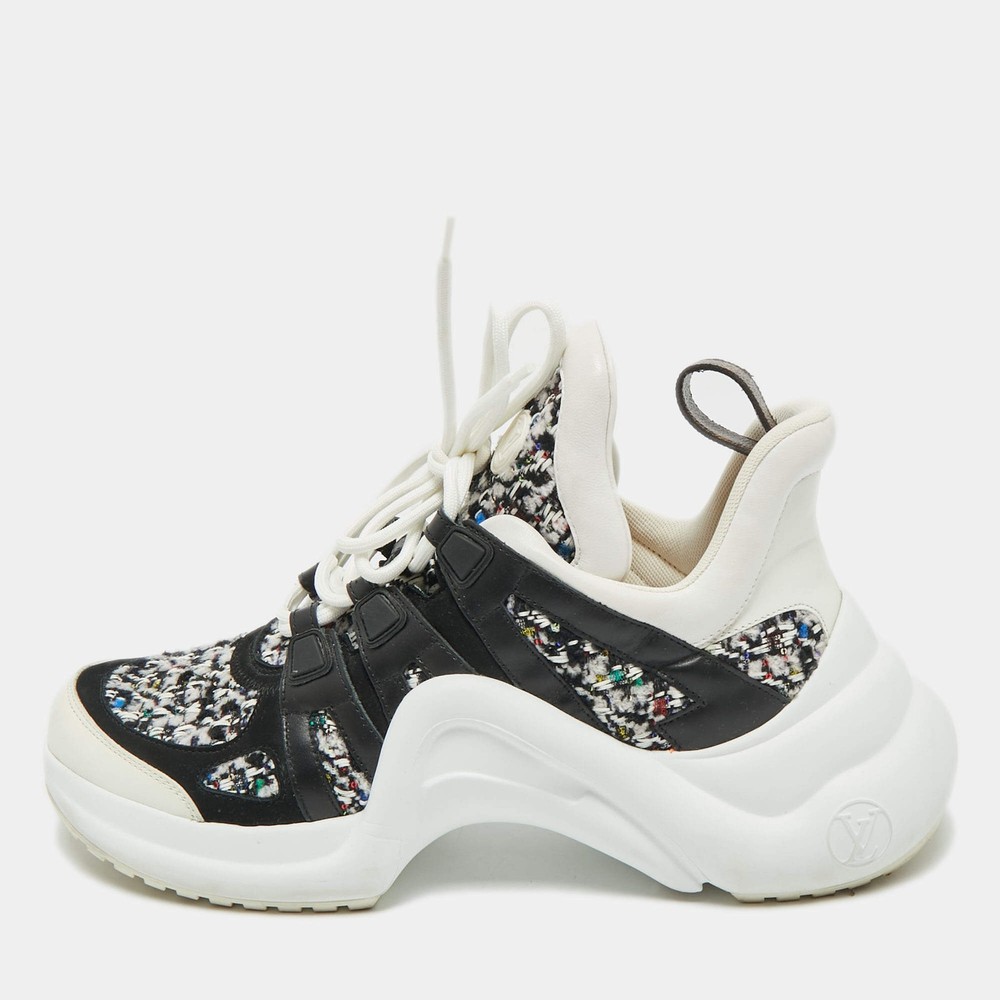 Louis Vuitton Multicolor Leather and Tweed Archlight Lace Up Sneakers Size 41