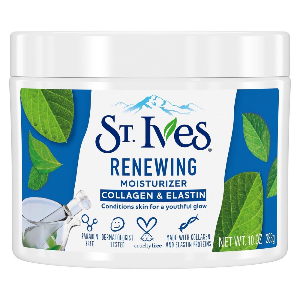 Crema hidratante facial St. Ives colágeno elastina renovadora para piel seca 10 oz (paquete de 12)