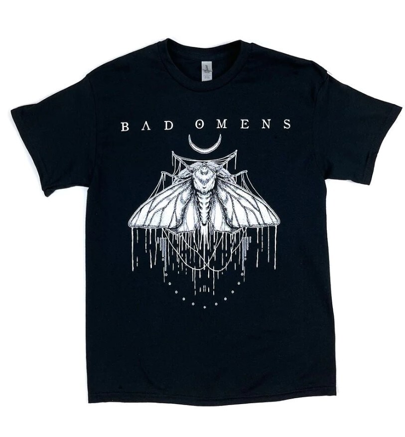 BAD OMENS 'MOTH' T-SHIRT, rock band t-shirt, gift for fan, cotton black  TE7386