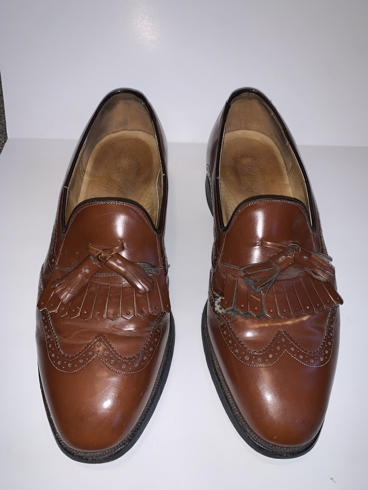 Johnston & Murphy Heritage Wingtip Tassel Loafers, Men’s Brown Leather, 8D USA