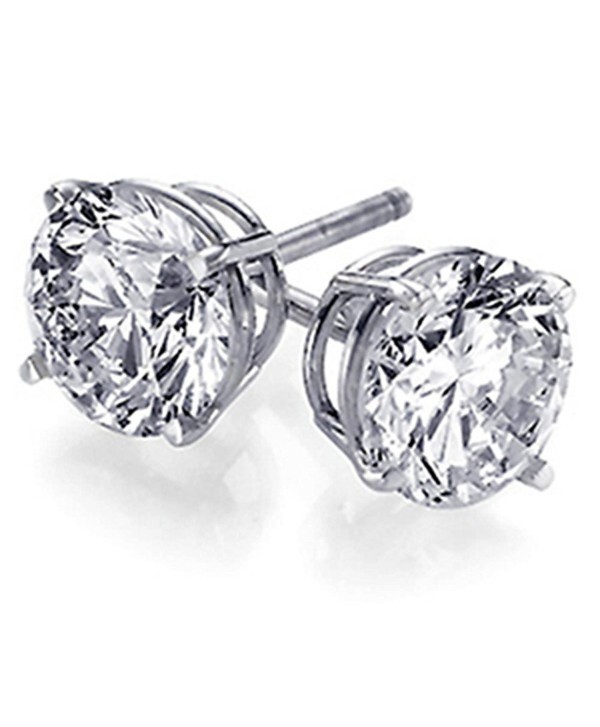 1 ct White Sapphire Round Stud Earrings in Sterling Silver