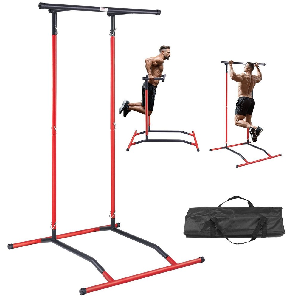 VEVOR Power Tower Dip Station, 2-Level Height Adjustable Pull Up Bar Stand, Mult