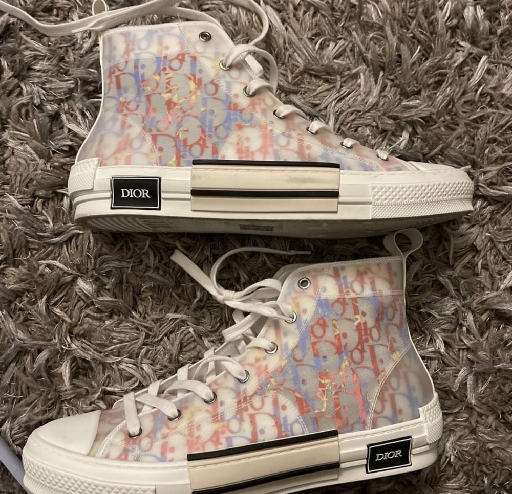 Dior B23 Mens High Top Multicolored Monogram Sneakers Kicks Shoes Size 11