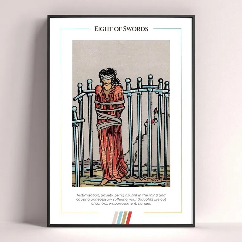 Eight of Swords Tarot Card Art Print Digital Download Poster