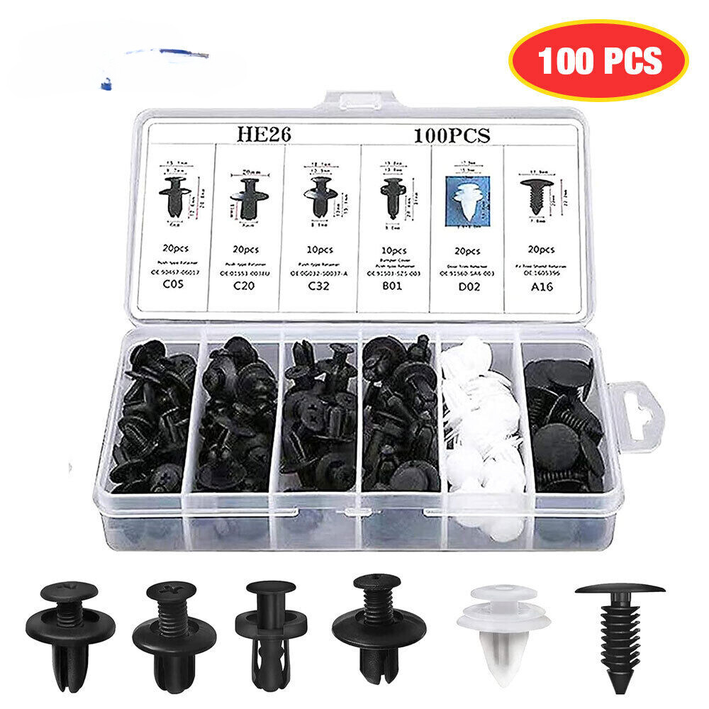 For Nissan Fastener Box Set Bumper Fender Liner Push Type Retainer Clips -100x