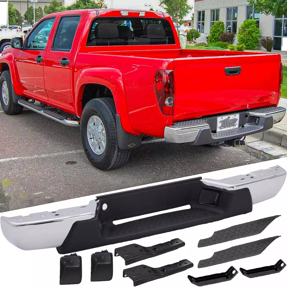 NEW Chrome Steel Rear Bumper Assembly for 2008-2012 Chevy Colorado & GMC Canyon
