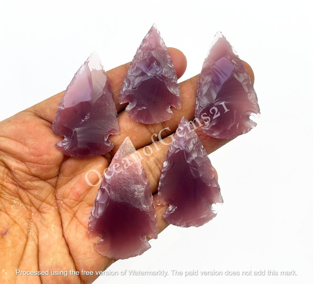 Manmade Purple Obsidian  Arrowhead Crystal, 4 Pieces, Loose Gemstone Cabochon