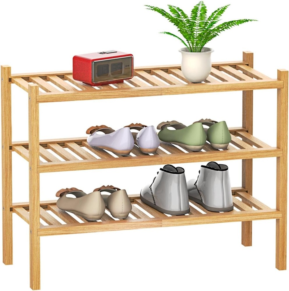 3-Tier Stackable Shoe Rack Organizer with Multi-Function Storage