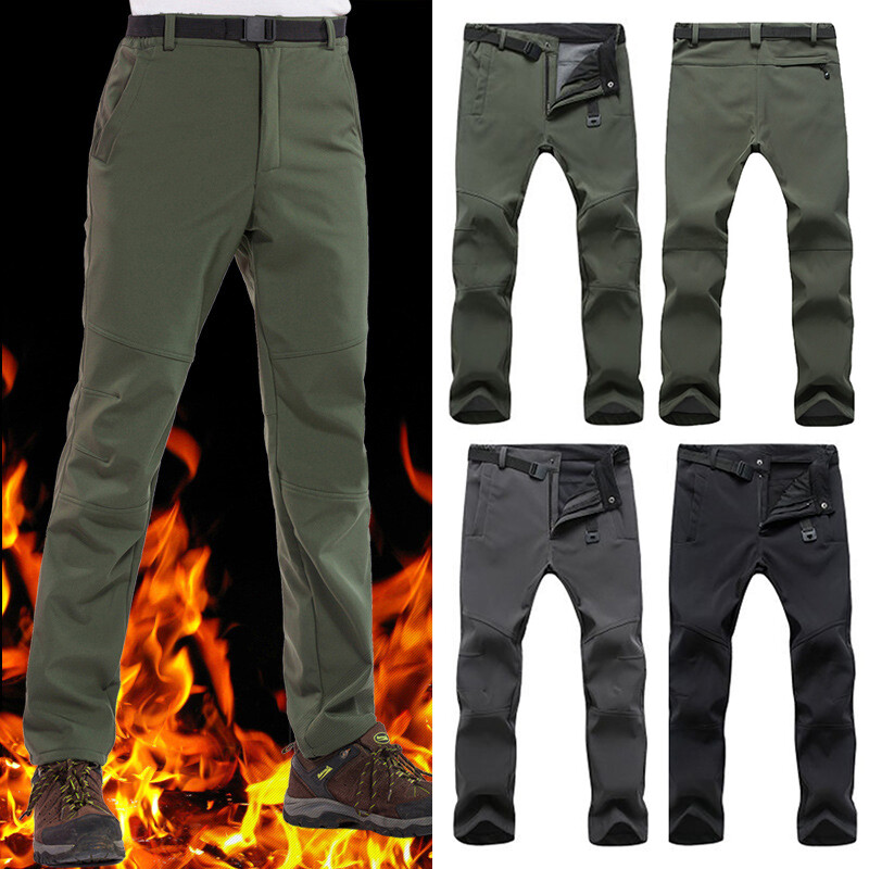 ❀Mens Thermal Fleece Lined Elasticated Cargo Combat Work Walking Trousers Pants