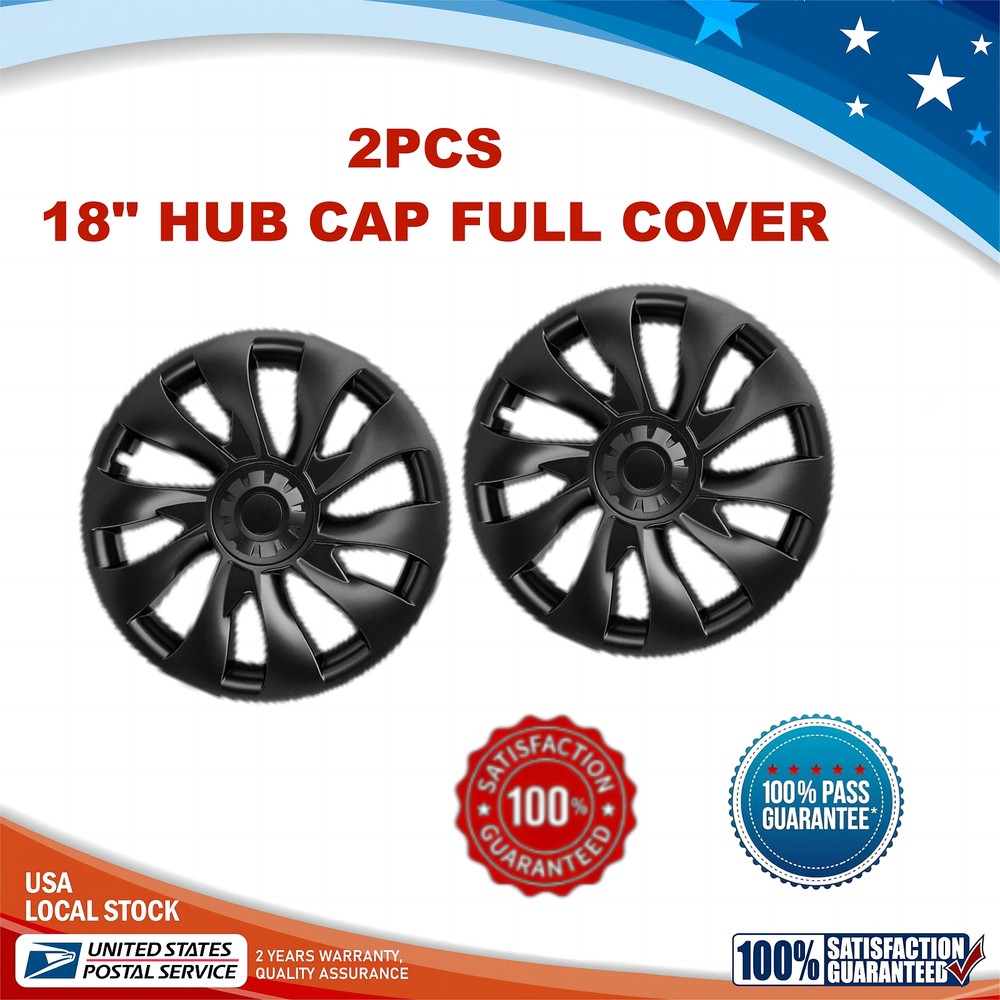 Model 3 2021-22 18-Inch Black Wheel Center Caps – 2PCS