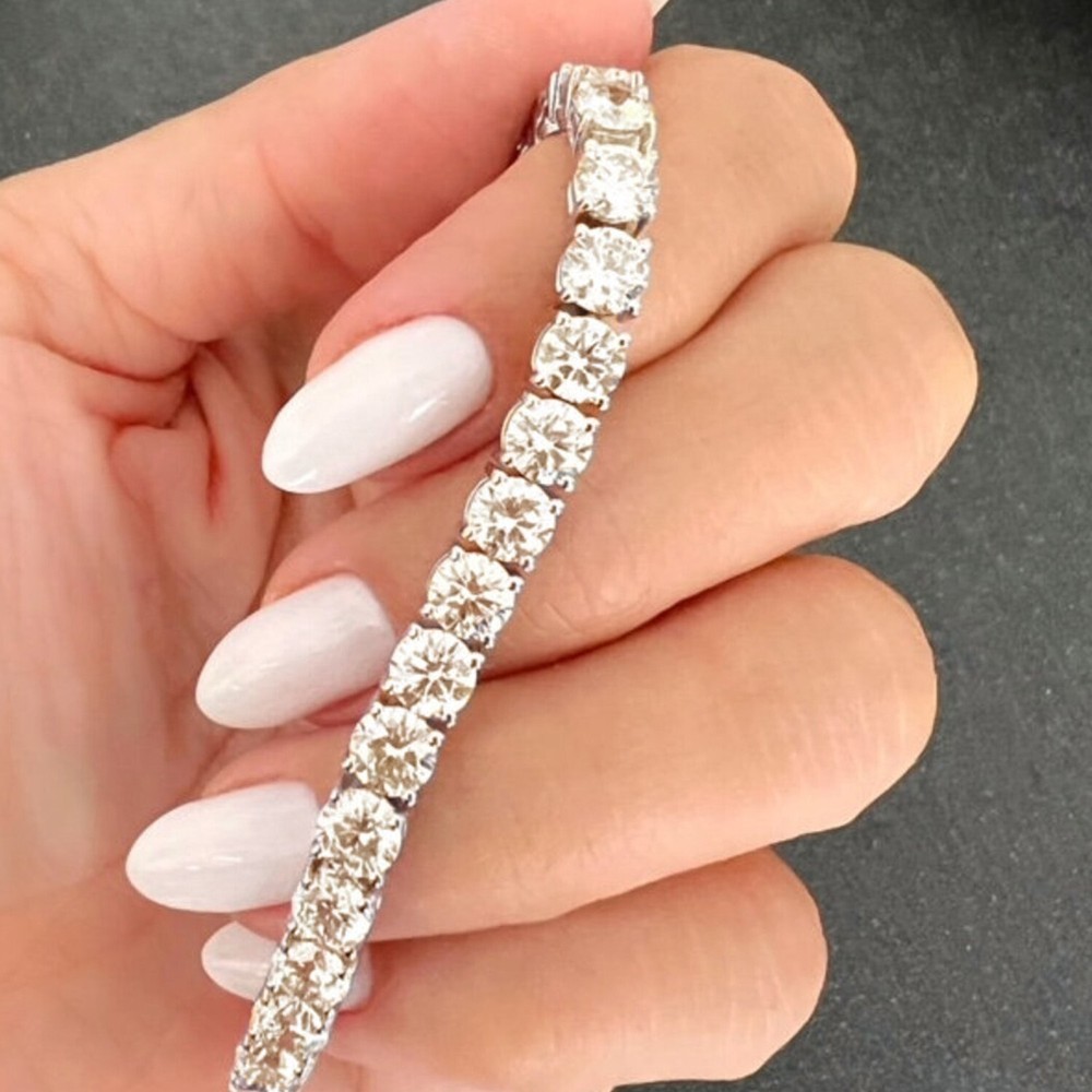 26ct VVS1 6.5mm Golden Yellow Moissanite Tennis Bracelet in Silver 7 Inch