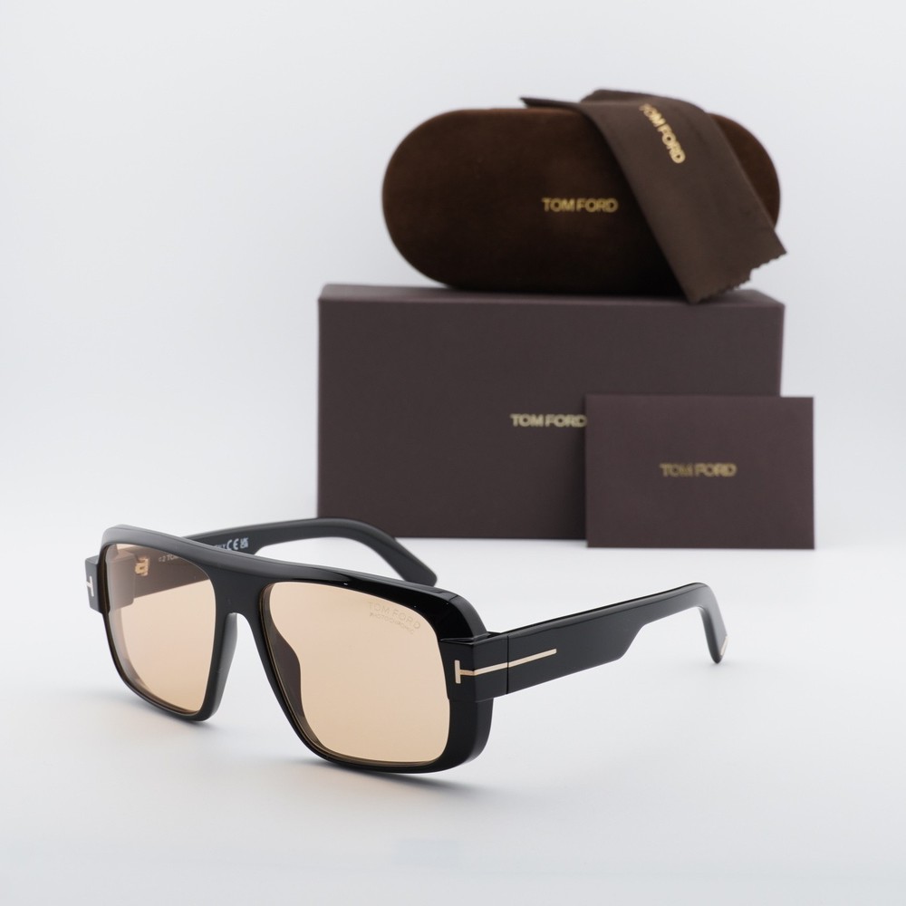 Tom Ford FT1101 01E Shiny Black/Brown 58-15-140 Sunglasses New Authentic