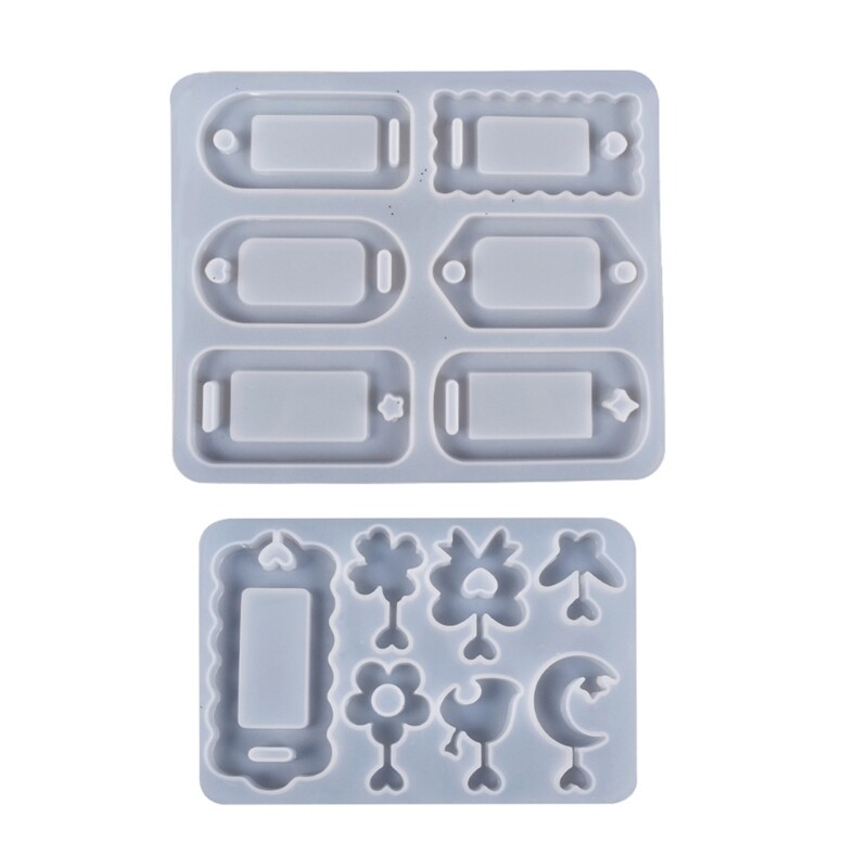 Rectangle Keychain Resin Mold Moving Sand Pendant Silicone Mold DIY Casting Mold