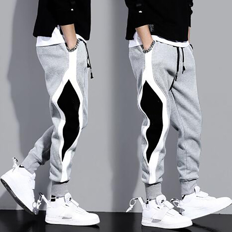 Men's Elastic Breathable Patchwork Sweatpants for Sports & Casual Wear